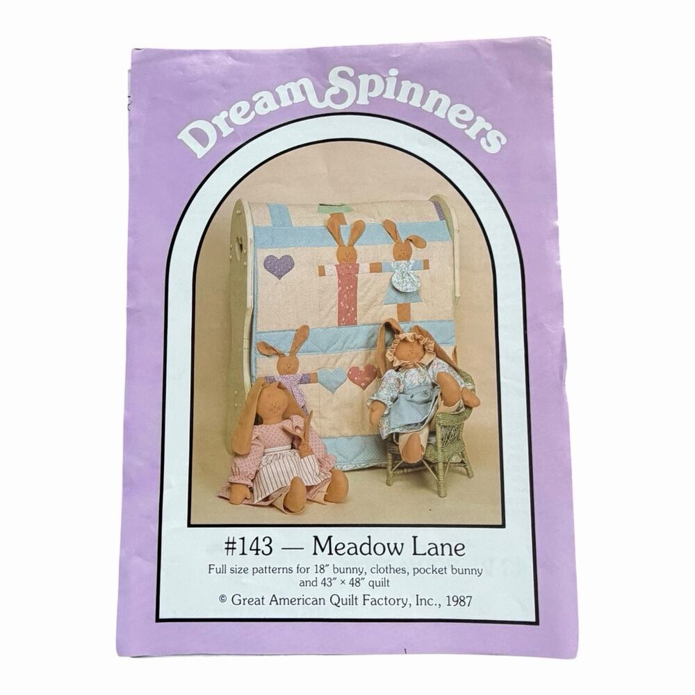Vintage DreamSpinners Meadow Lane Bunny Doll Quilt Pattern 1987 Complete